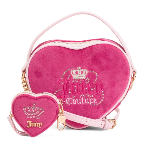 NEW Juicy Couture Heart Crossbody Handbag and Lip Gloss Set